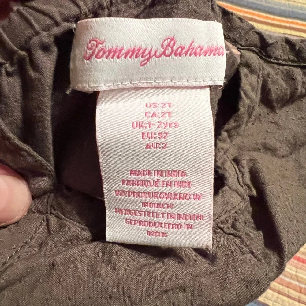 Tommy Bahama Brown Dress 2T Toddler Girls Pom Pom‎ Trim Sleeveless Casual